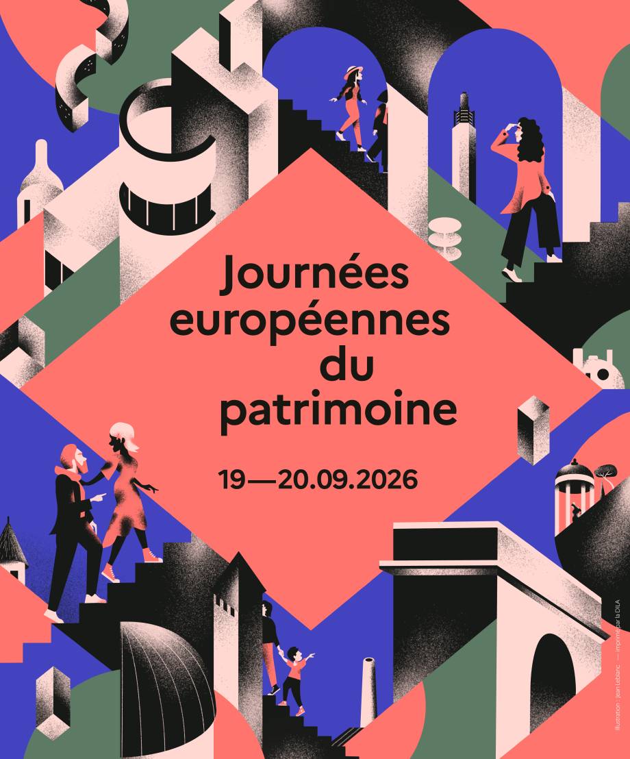 Affiche des Journées européennes du patrimoine 2026 rognée - © Illustration : Jean Leblanc