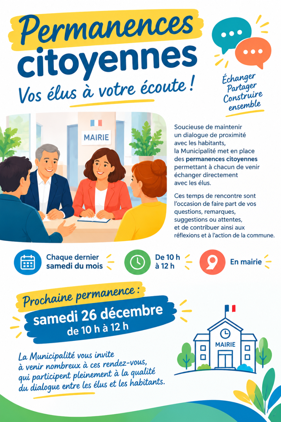 Affiche Permanences citoyennes des élus au 28092026 - Marie-Anaïs Lien