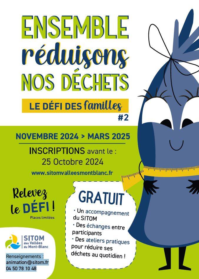 Affiche défi des familles &quot;Ensemble, réduisons nos déchets&quot; - Sitom des Vallées du Mont-Blanc