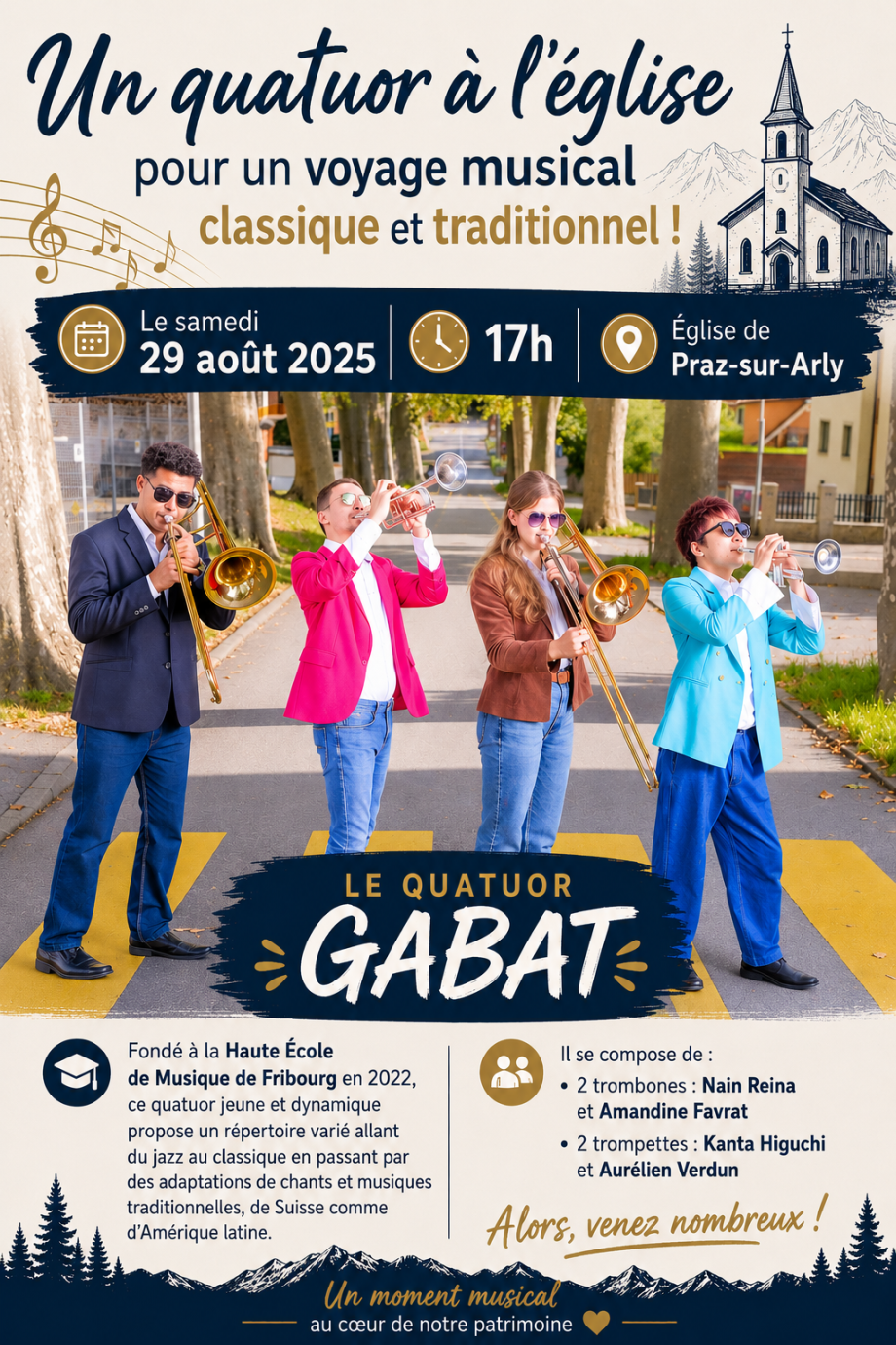 Affiche du concert du Quatuor Gabat organisé à l'église le 29/08/2026 - Marie-Anaïs Lien