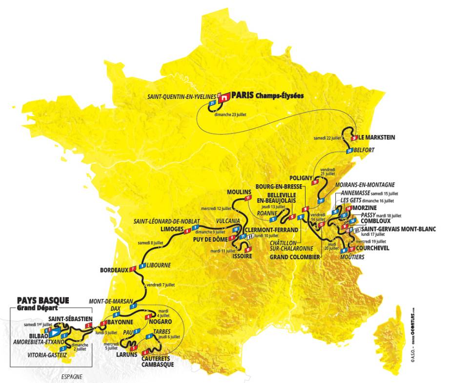 Tour de France 2023 : carte du Tour - 31e édition