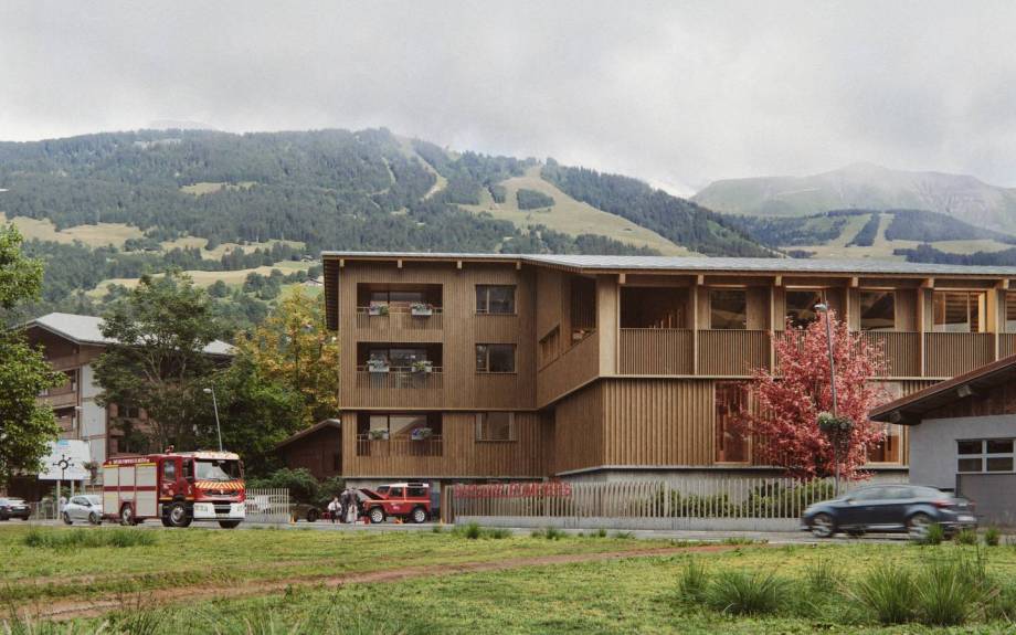 Futur centre de secours de Megève dont la construction a été lancée en 2025 - Groupements d'architectes Bamaa et Link