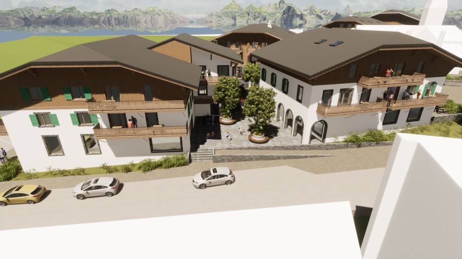 Les deux bâtiments proposés par Regency le long de la RD1212 entoureront une nouvelle placette.