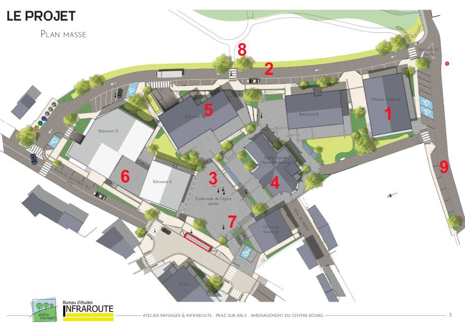 Le plan du futur aménagement autour de l'église de Praz-sur-Arly