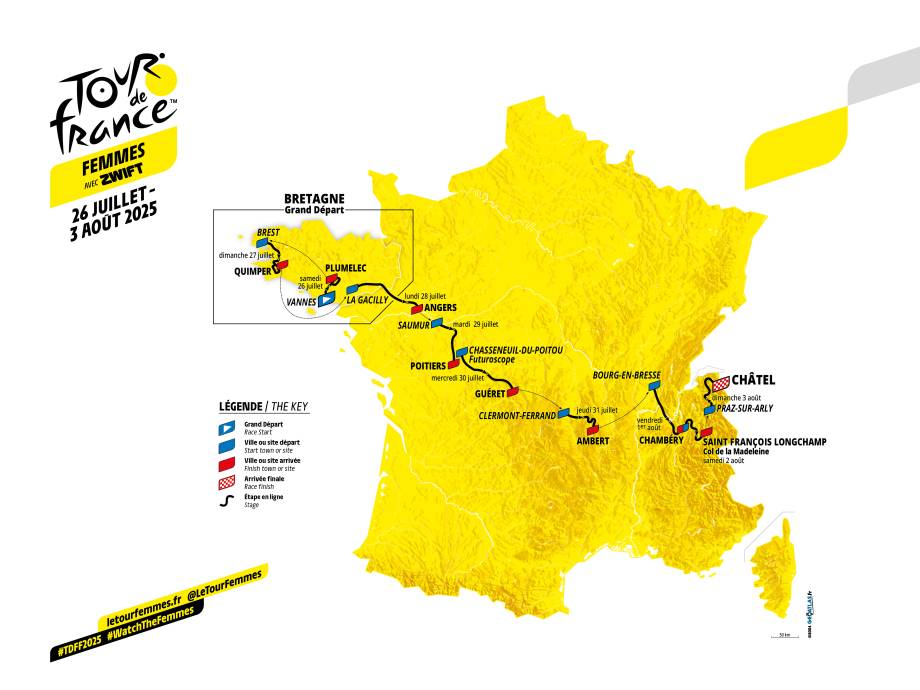 Tour de France Femmes avec Zwift 2025 : parcours - 2024 Geoatlas.fr
