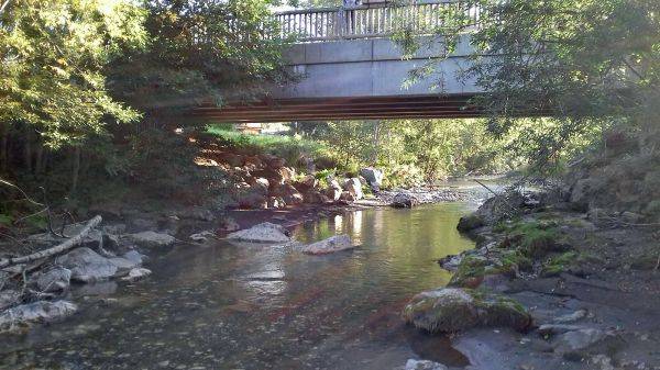 Arly passant sous le pont de la Rosière
