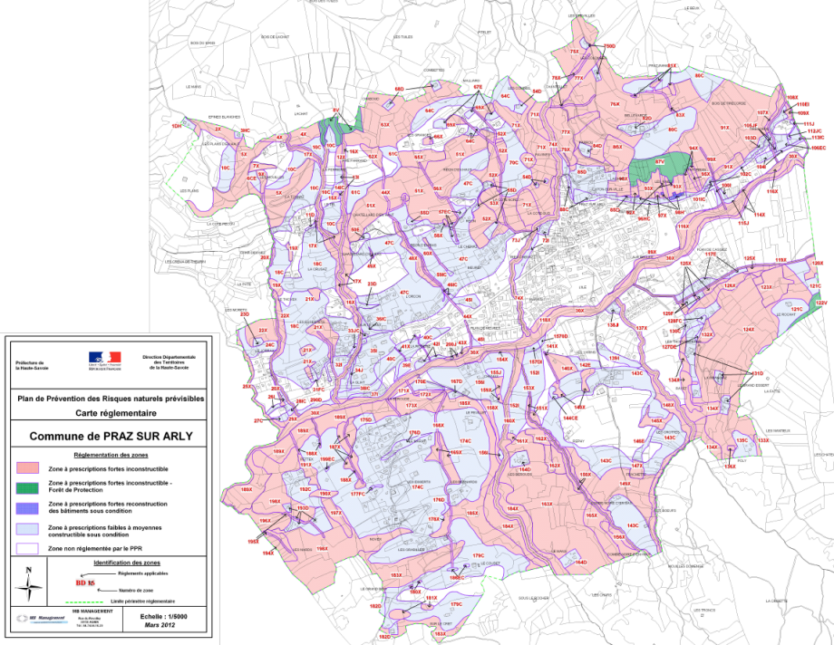 Plan de prévention des risques naturels prévisibles - Carte réglementaire