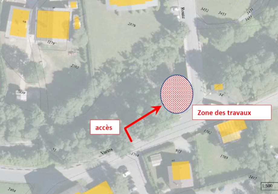 Schéma d'accès à la zone de travaux