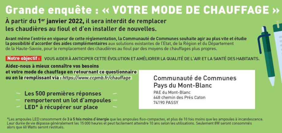 Enquête de la CCPMB « Votre mode de chauffage » : coupon